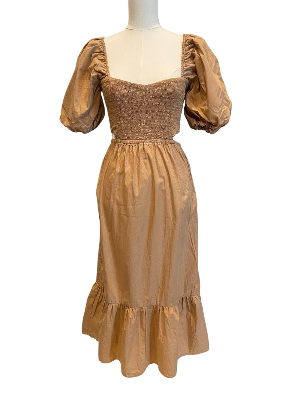 Faithful the brand Smocked Cut-Out Midi Dress XS - Picture 4 of 10